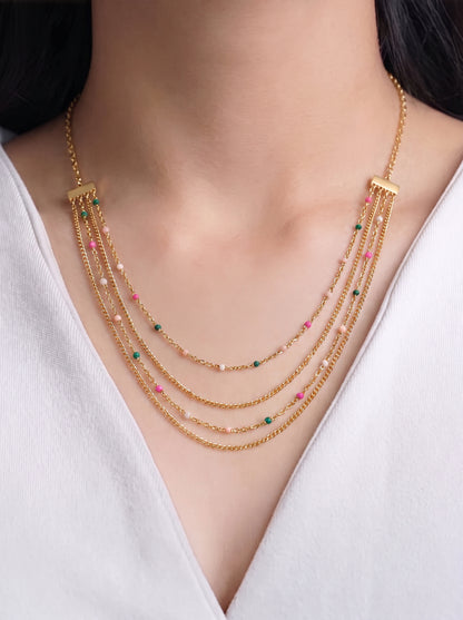 Catrin Multicolourd Layered 18K Gold Plated Women's Chain