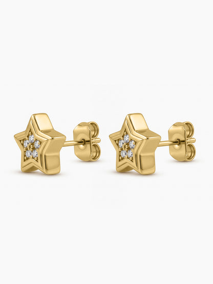 Piri Cavira Diamond Star Charm 18K Gold Plated Kid's Stud Earrings