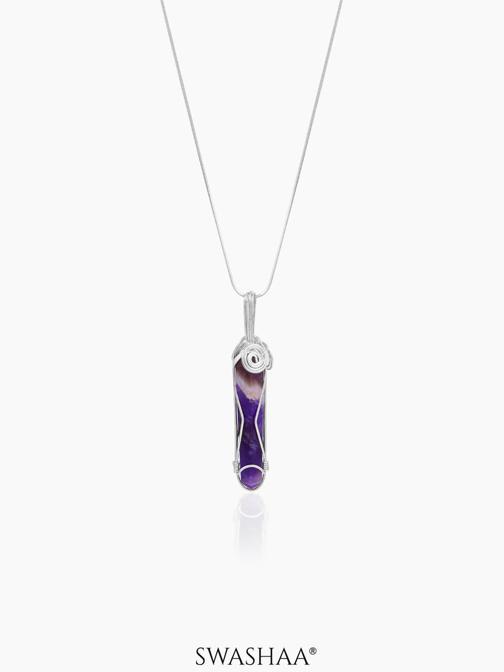 Celestial Amethyst Helix Men's Chain Pendant | Natural Stone