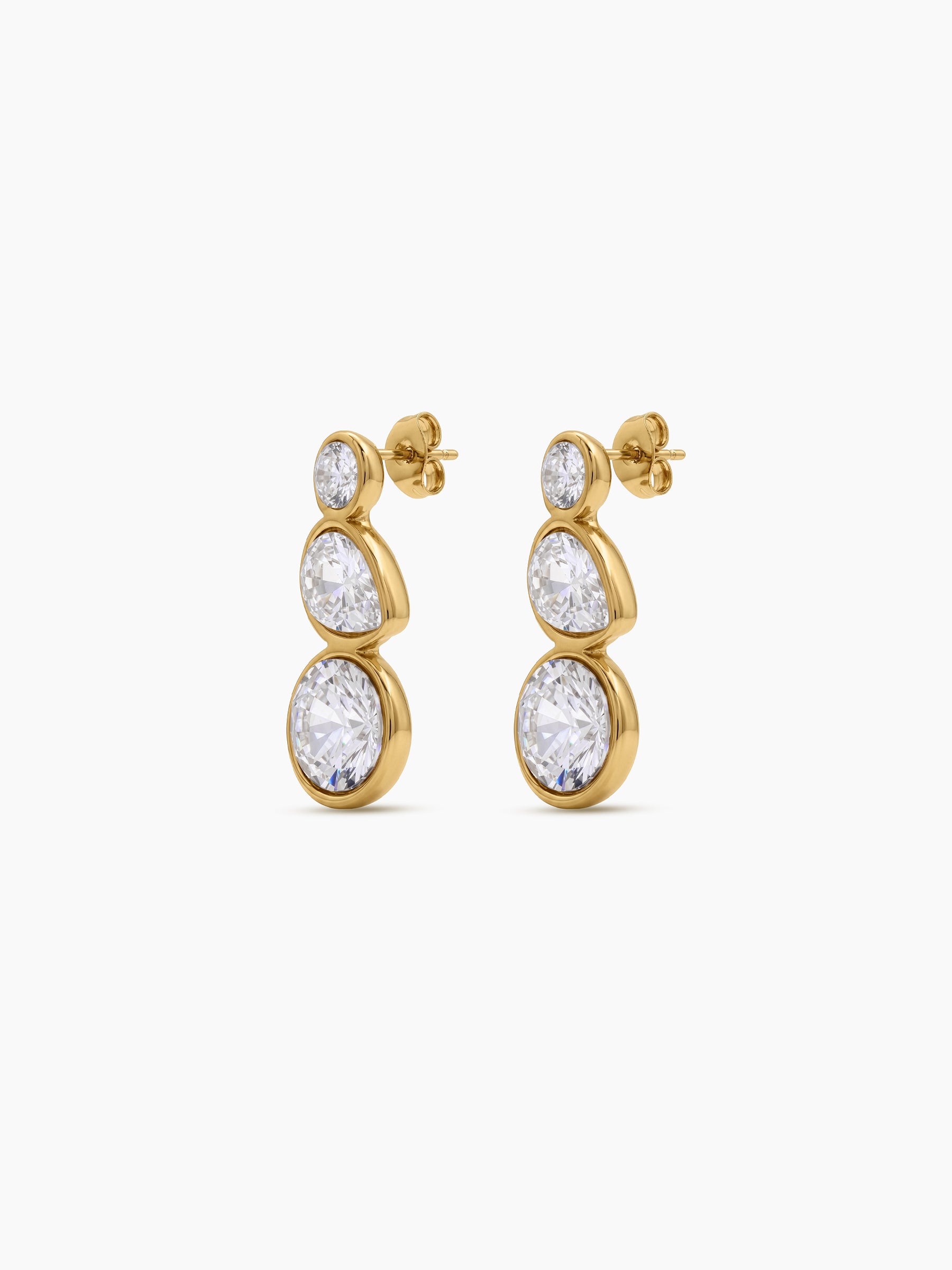 Celora Diamond Solitaire Drop 18K Gold Plated Women's Earrings