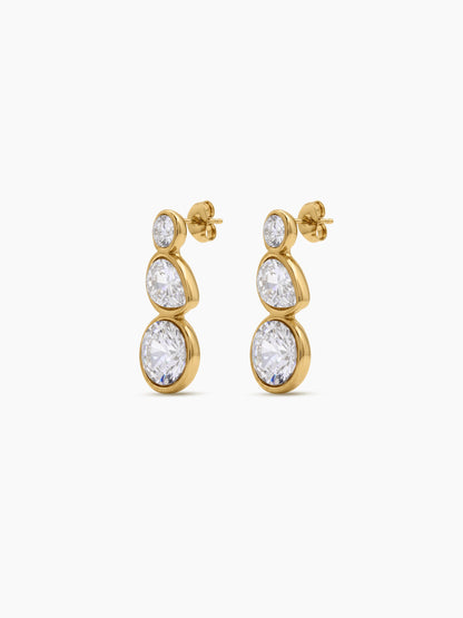 Celora Diamond Solitaire Drop 18K Gold Plated Women's Earrings