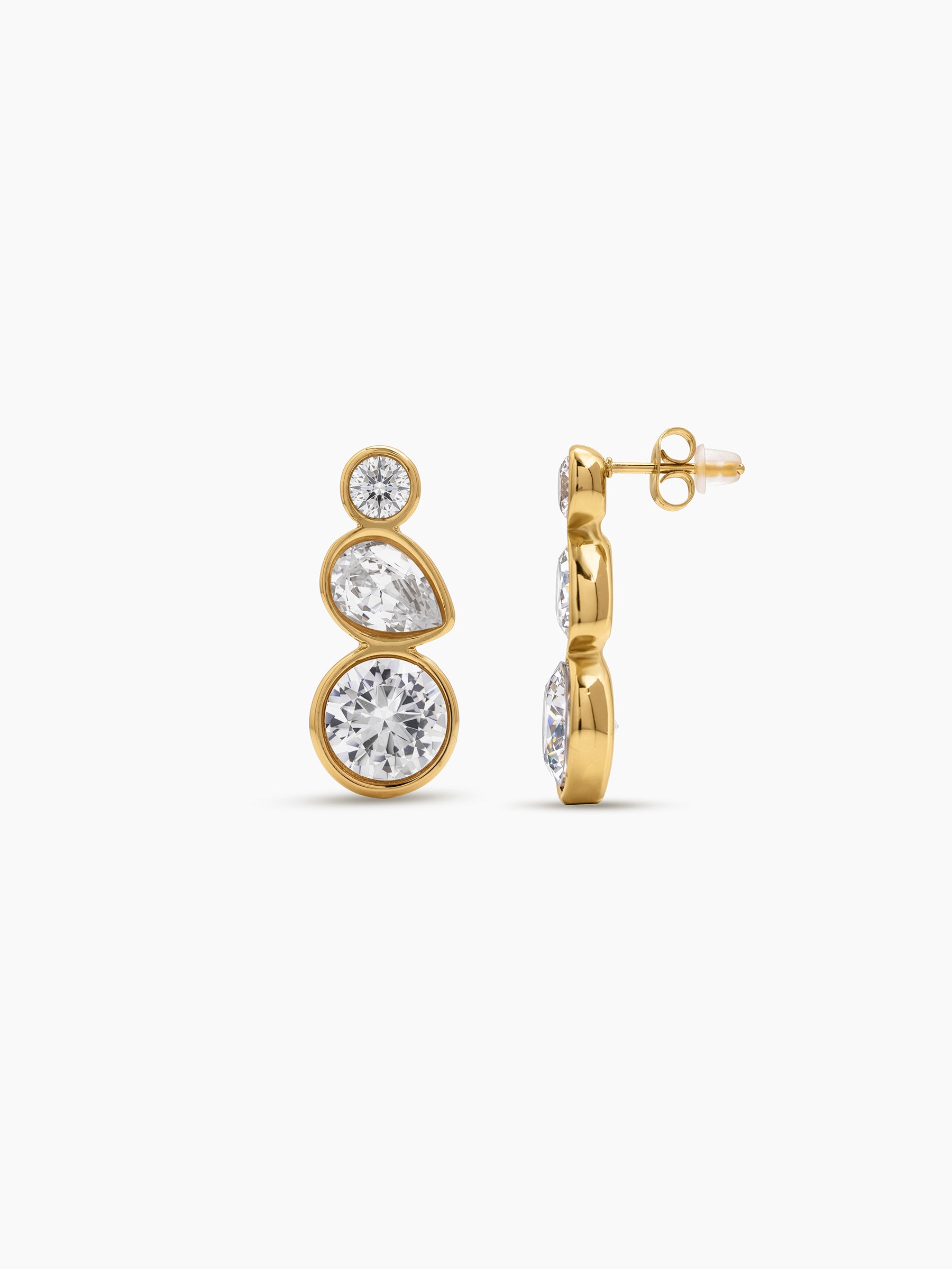 Celora Diamond Solitaire Drop 18K Gold Plated Women's Earrings