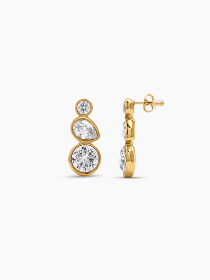 Celora Diamond Solitaire Drop 18K Gold Plated Women's Earrings
