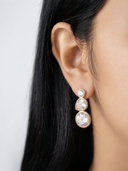 Celora Diamond Solitaire Drop 18K Gold Plated Women's Earrings