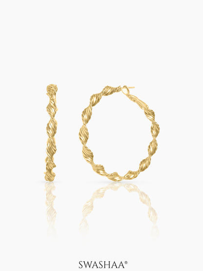 Charlotte Twisted Rope 18K Gold Plated Hoop Earrings