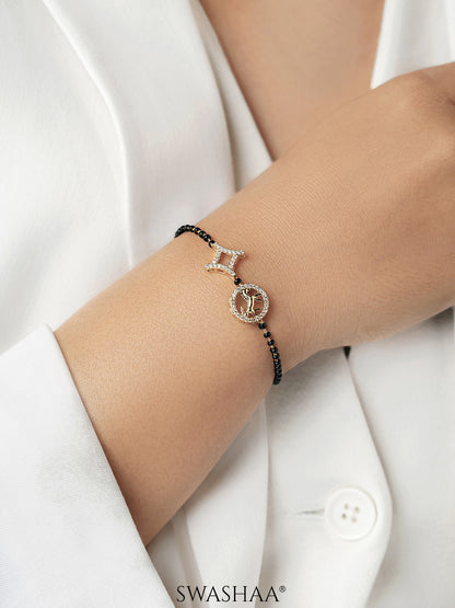 Charvi Circular Horse Medallion Diamond Shaped Charms 18K Gold Plated Mangalsutra Bracelet