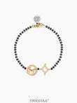Charvi Circular Horse Medallion Diamond Shaped Charms 18K Gold Plated Mangalsutra Bracelet