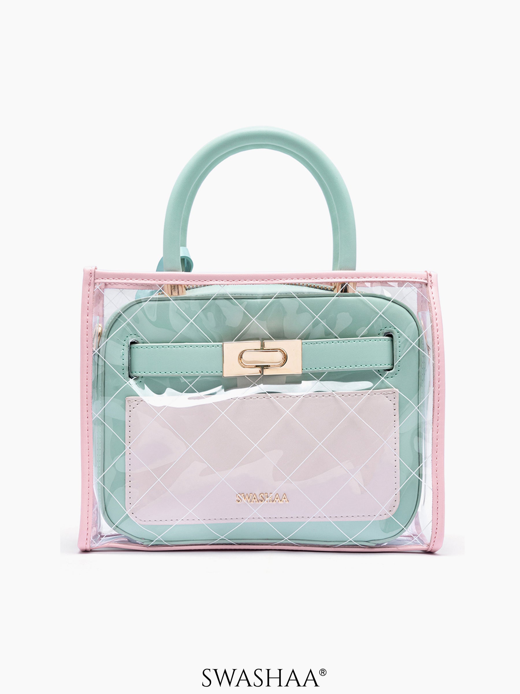 Cherie Transparent Inlay Leather Handbag