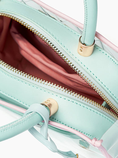 Cherie Mint Pink Transparent Inlay Women's Leather Handbag