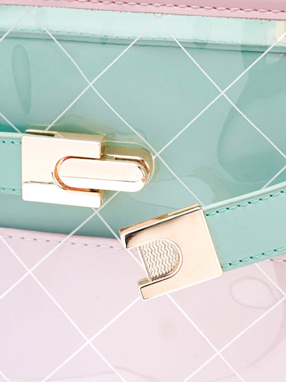 Cherie Mint Pink Transparent Inlay Women's Leather Handbag