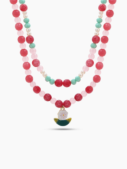 Cherry Pink Women’s Layered Beaded Necklace