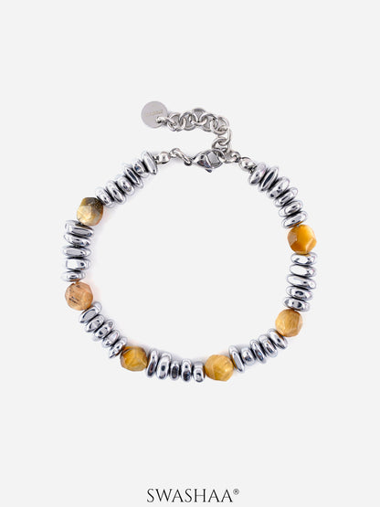 Christo Glossy Silver Men's Beaded Bracelet