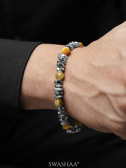 Christo Glossy Silver Men's Beaded Bracelet