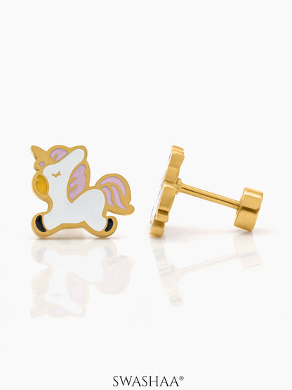 Chub Chub Uni Charm 18K Gold Plated Kid's Stud Earrings