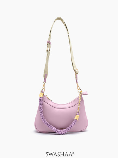 Claire Blush Pink Braided Women's Leather Shoulder Bag11