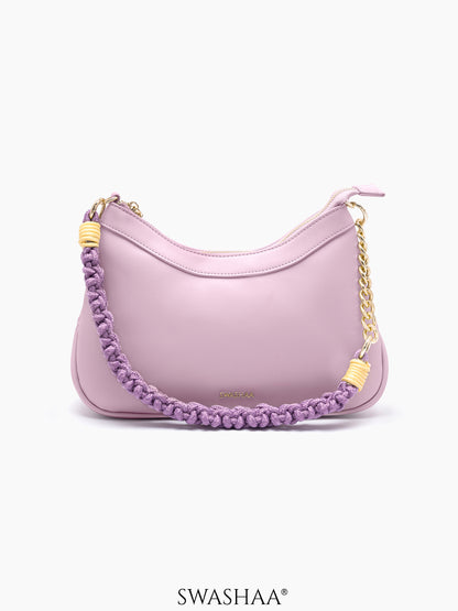 Claire Blush Pink Braided Women's Leather Shoulder Bag11