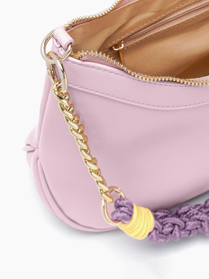 Claire Blush Pink Braided Women's Leather Shoulder Bag11