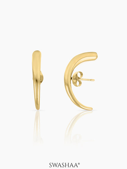 Clara Half Hoops Crescent Silhouette Curve 18K Gold Plated Earrings