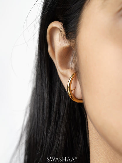 Clara Half Hoops Crescent Silhouette Curve 18K Gold Plated Earrings