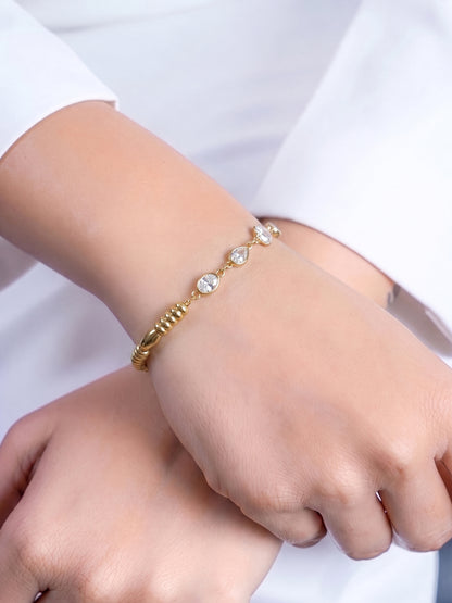 Clarisse Floral Diamond 18K Gold Plated Women's Bracelets