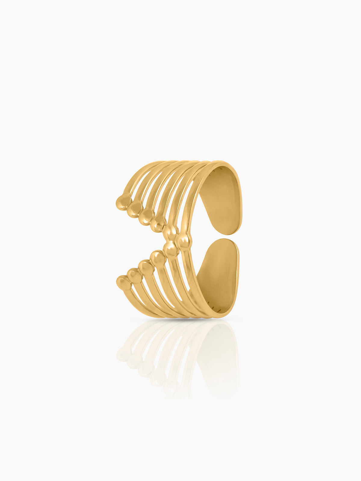 Chiara Subtle V-shape  Rounded Tips 18K Gold Plated Ring
