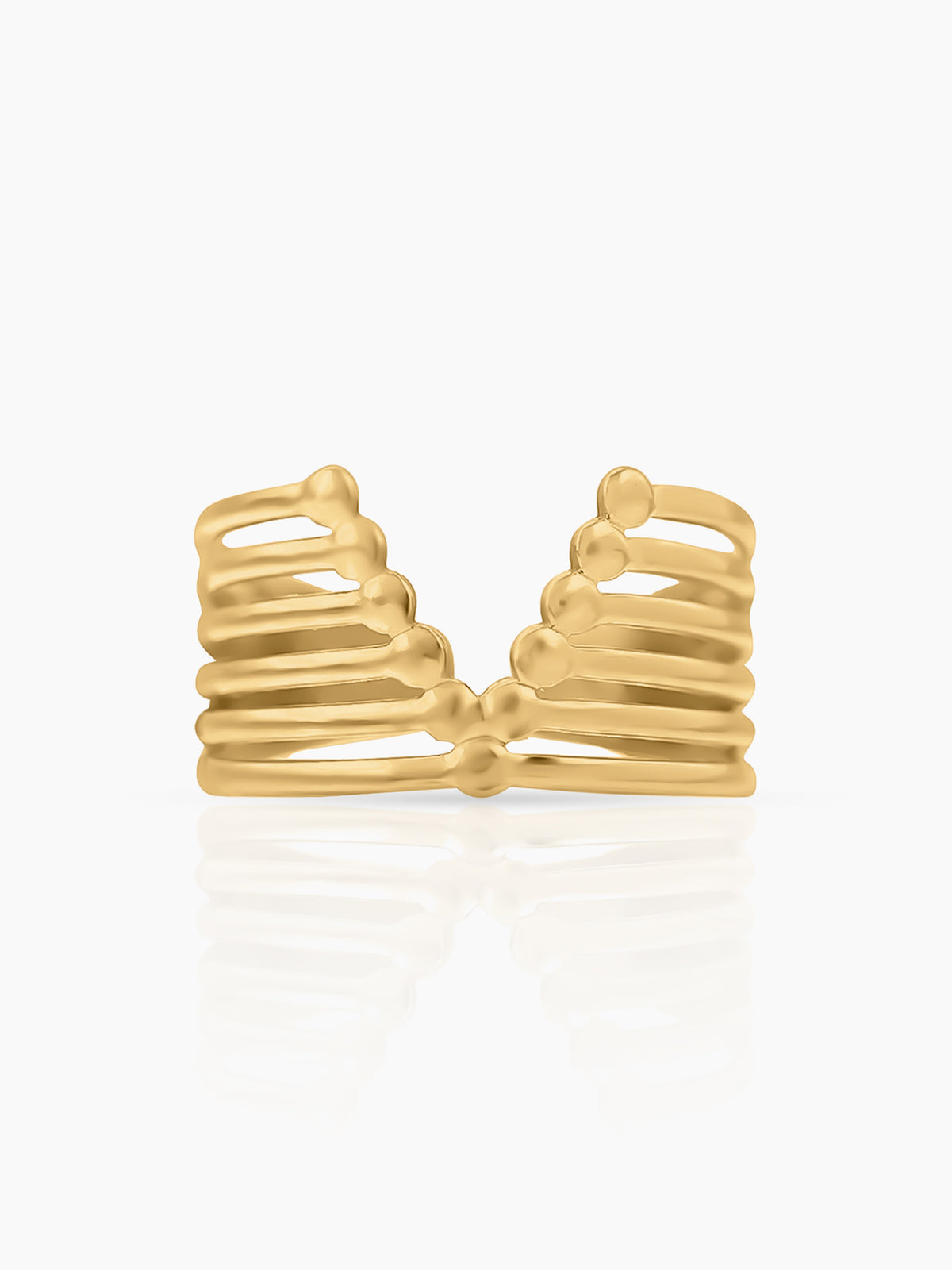 Chiara Subtle V-shape  Rounded Tips 18K Gold Plated Ring