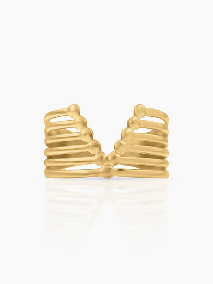 Chiara Subtle V-shape  Rounded Tips 18K Gold Plated Ring
