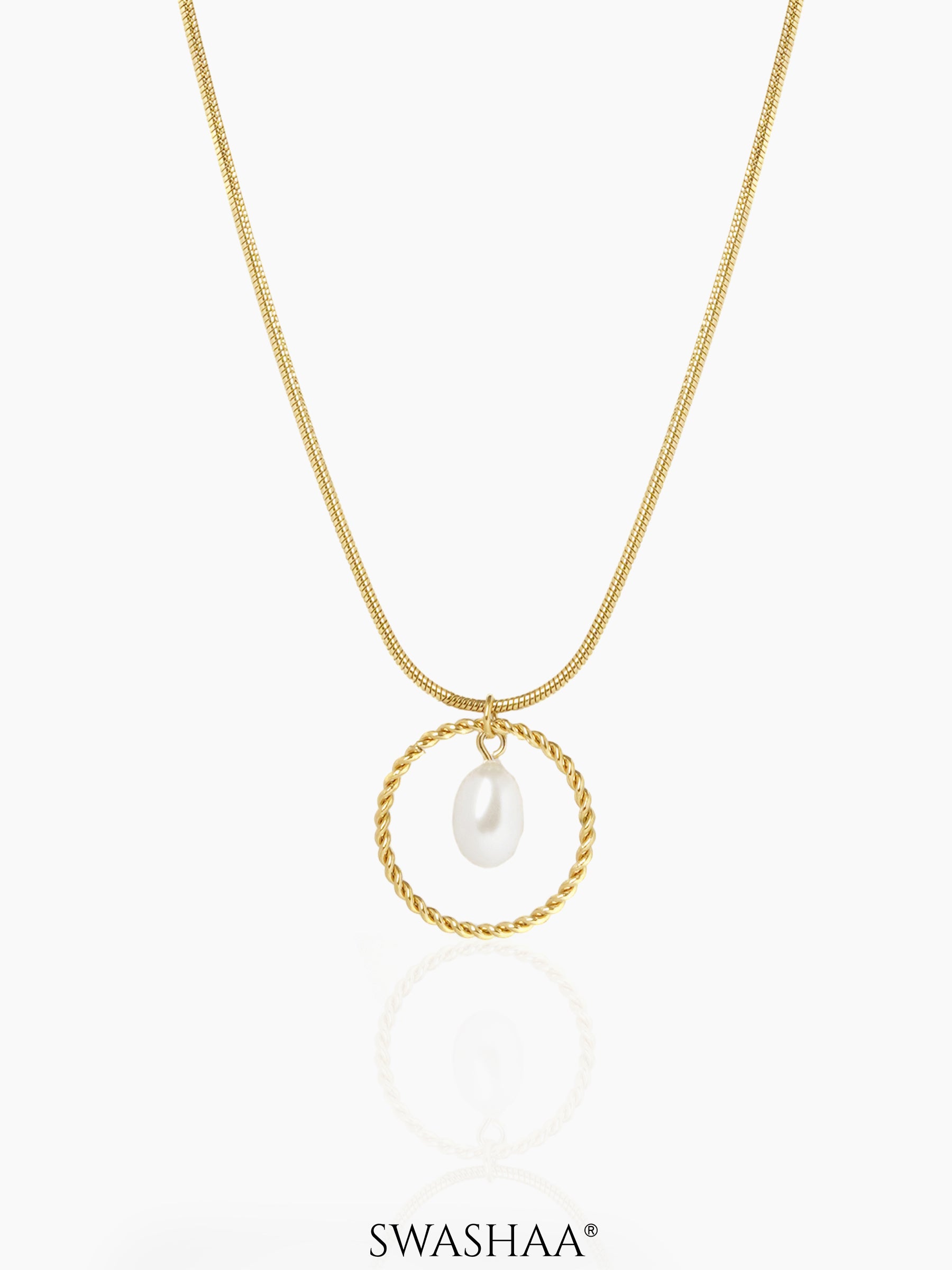 Claudius Pearl Charm 18K Gold Plated Chain Pendant Necklace