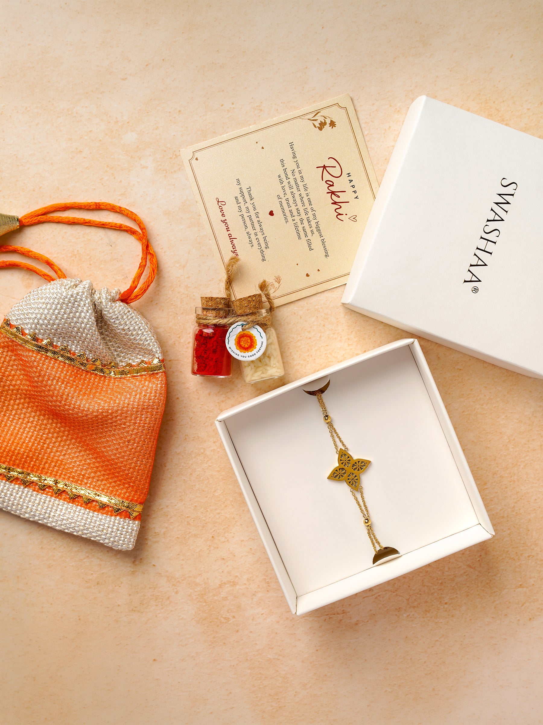 Clover Floral Charm Double Layered Rakhi