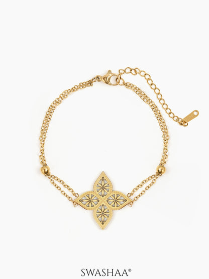 Clover Floral Charm Double Layered Men's Bracelet