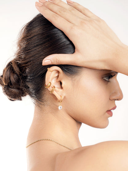 Abby Ribbed 18K Gold Plated Ear Cuffs