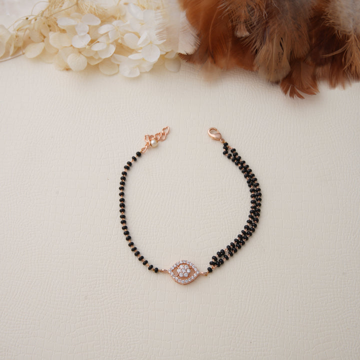 Amine Rosegold Plated Mangalsutra Bracelet