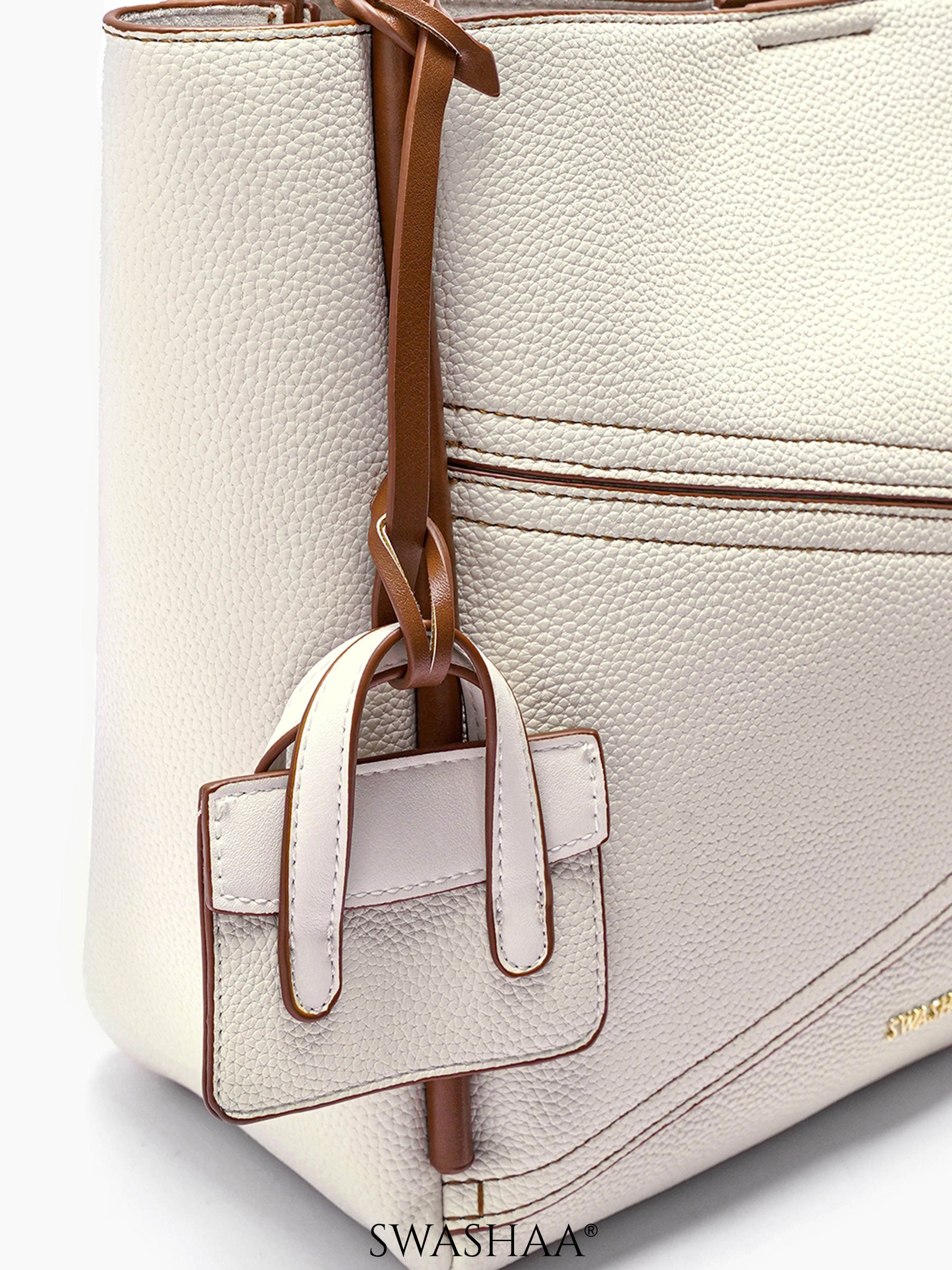 Mic Cream Women's Leather Tote Bag