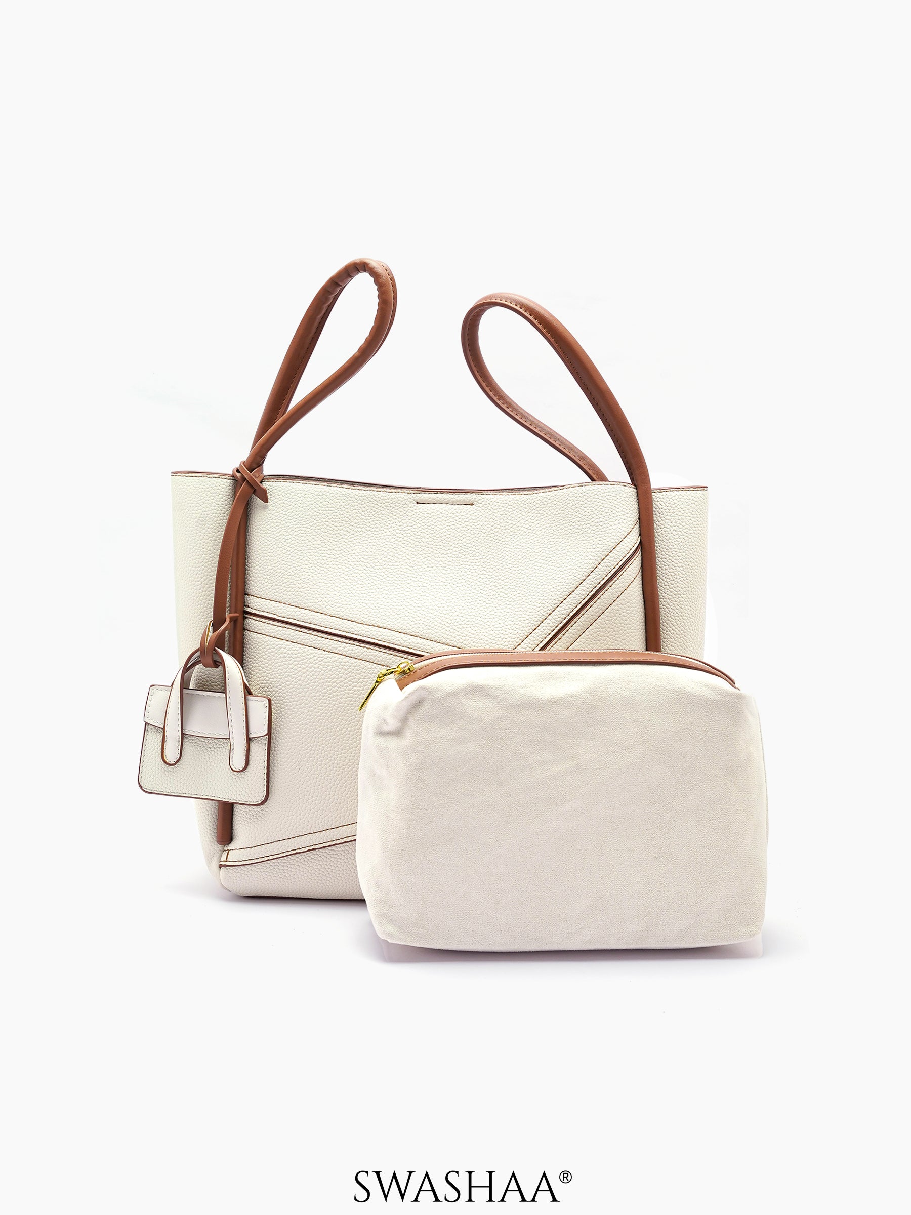 Mic Cream Women's Leather Tote Bag