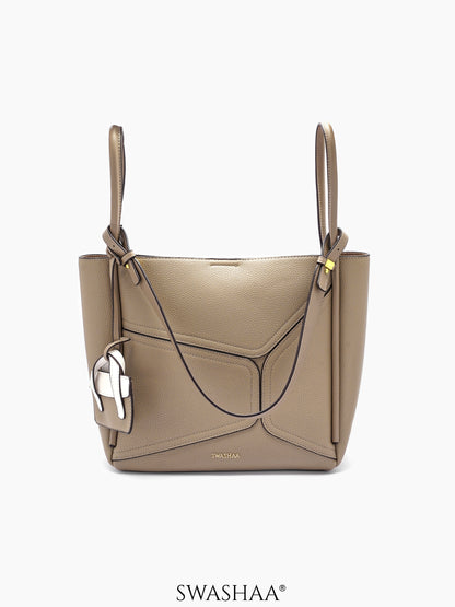 Mic Khaki Women's Leather Tote Bag