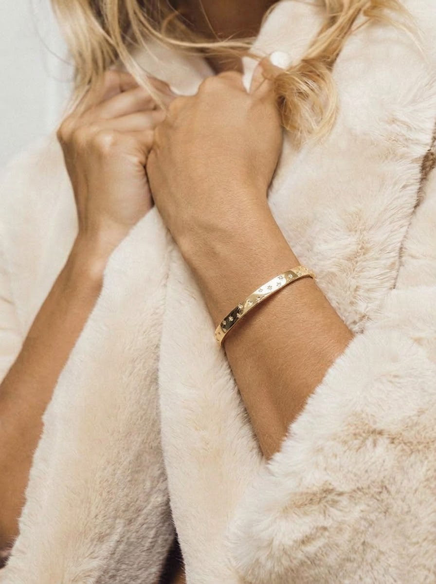 Corissa Diamond Star 18K Gold Plated Women's Band Bracelet