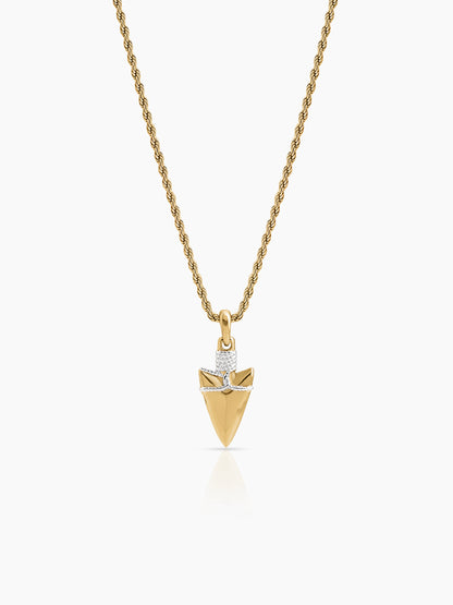 Corven Sharp Drop Dagger Charm 18K Gold Plated - Silver Two Tone Men’s Chain Pendant
