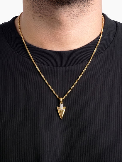 Corven Sharp Drop Dagger Charm 18K Gold Plated - Silver Two Tone Men’s Chain Pendant