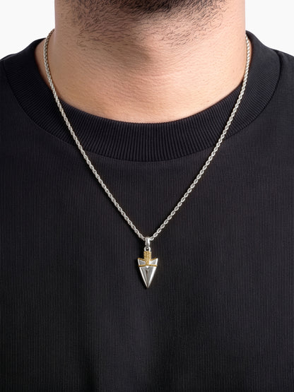 Corven Sharp Drop Dagger Charm Silver - 18K Gold Plated Two Tone Men’s Chain Pendant