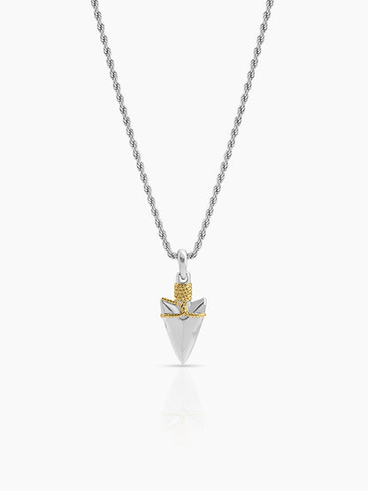 Corven Sharp Drop Dagger Charm Silver - 18K Gold Plated Two Tone Men’s Chain Pendant