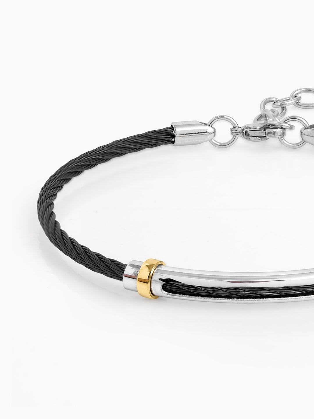 Corvin Twisted Black Silver Wired Men's Bracelet