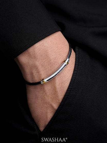Corvin Twisted Black Silver Wired Men's Bracelet