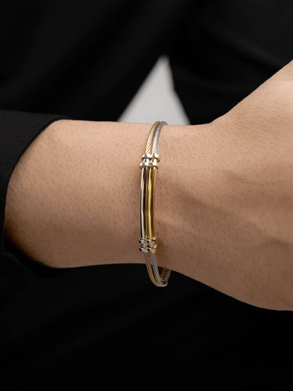 Crew Dual Tone Twisted 18K Gold-Silver Wired Men's Bracelet