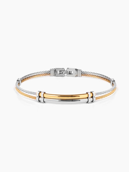 Crew Dual Tone Twisted 18K Gold-Silver Wired Men's Bracelet