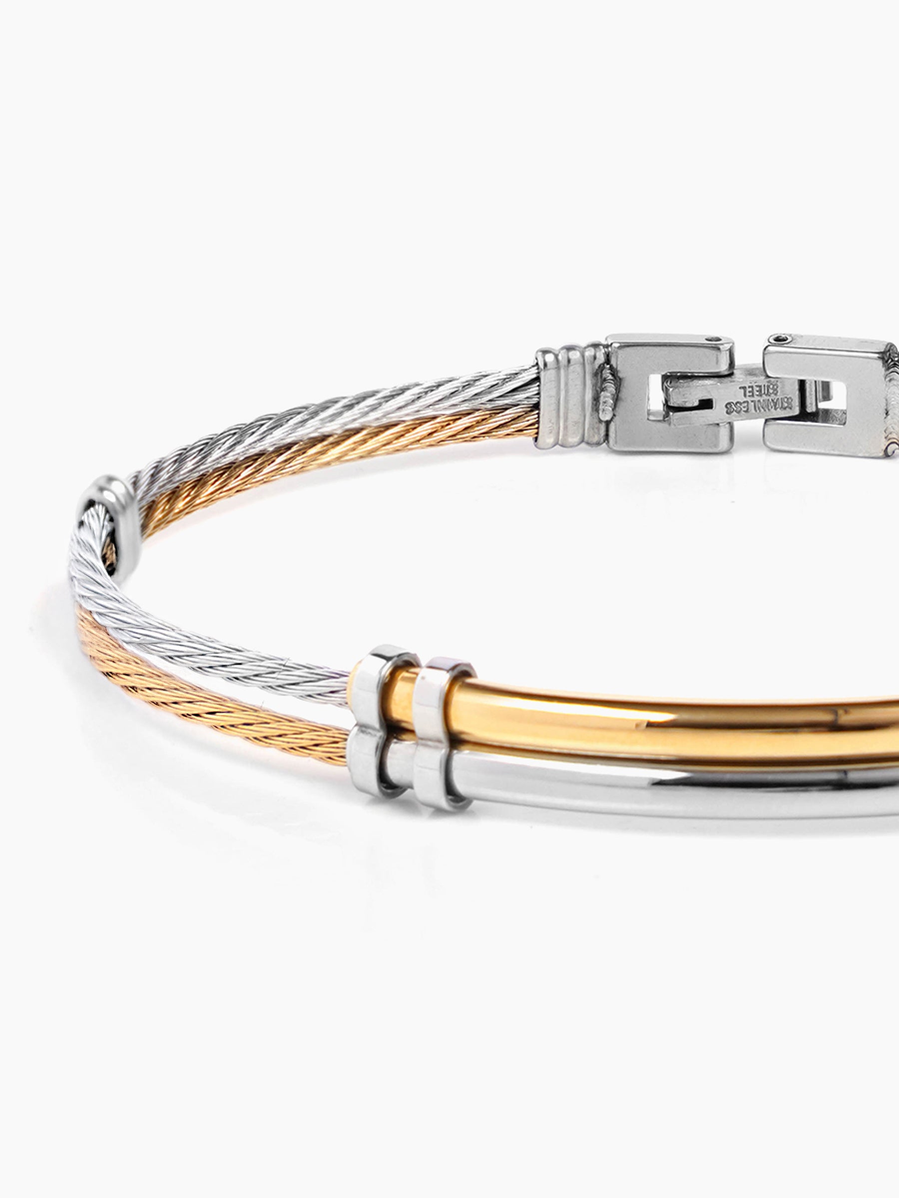 Crew Dual Tone Twisted 18K Gold-Silver Wired Men's Bracelet