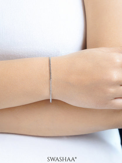 Cuban Chain 2MM Silver Women's Bracelet