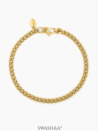 Cuban Link 18K Gold Plated 4 MM Men's Chain Bracelet