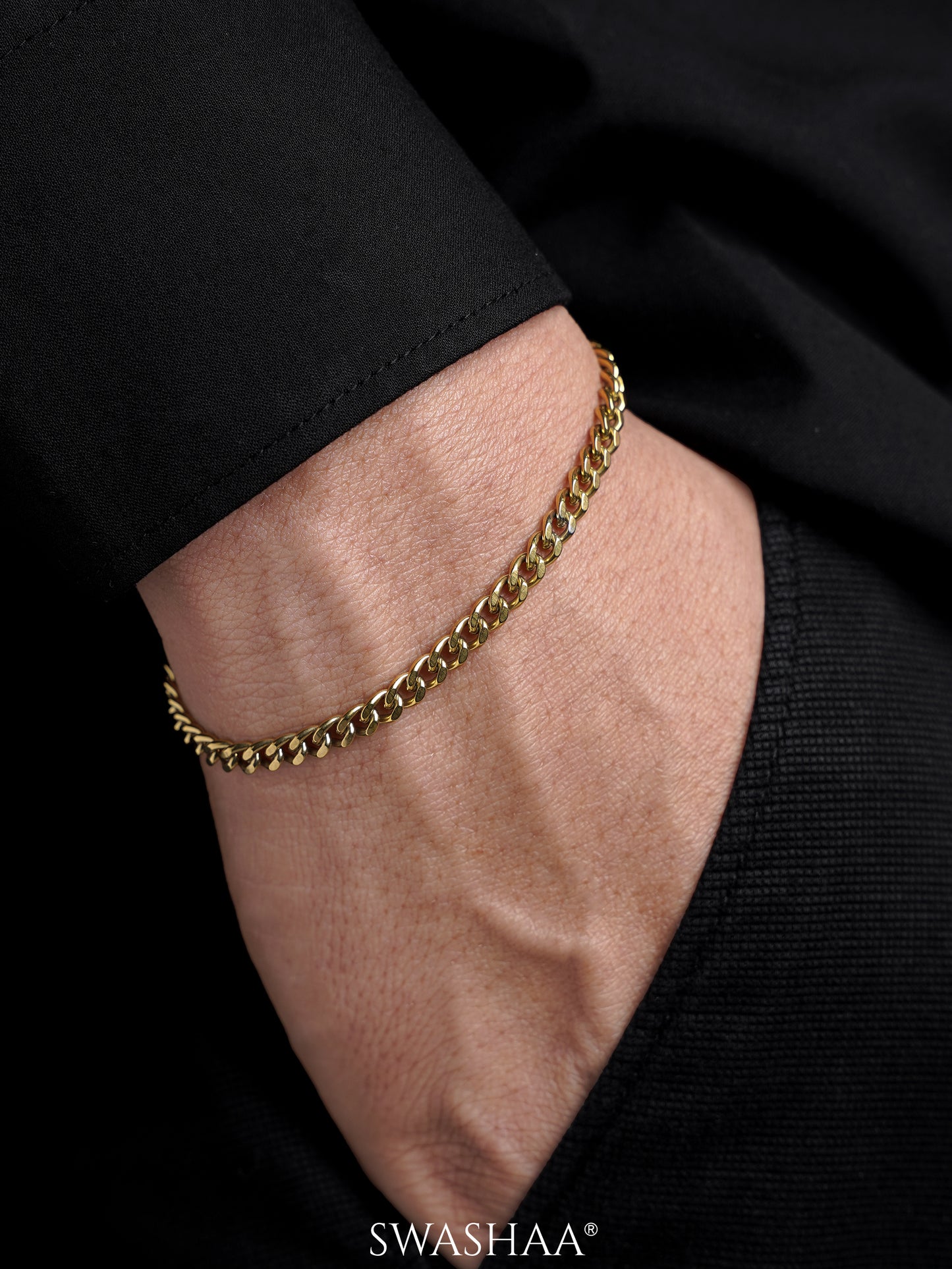 Cuban Link 18K Gold Plated 4 MM Men's Chain Bracelet