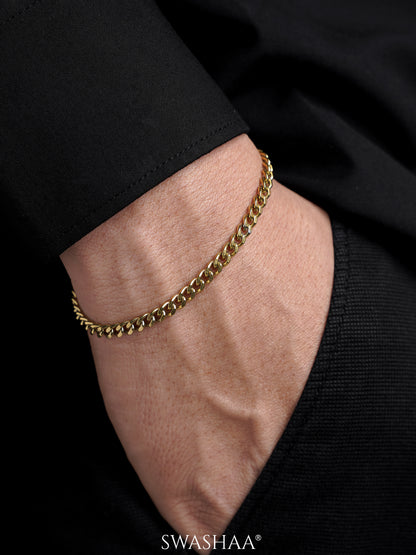 Cuban Link 18K Gold Plated 4 MM Men's Chain Bracelet