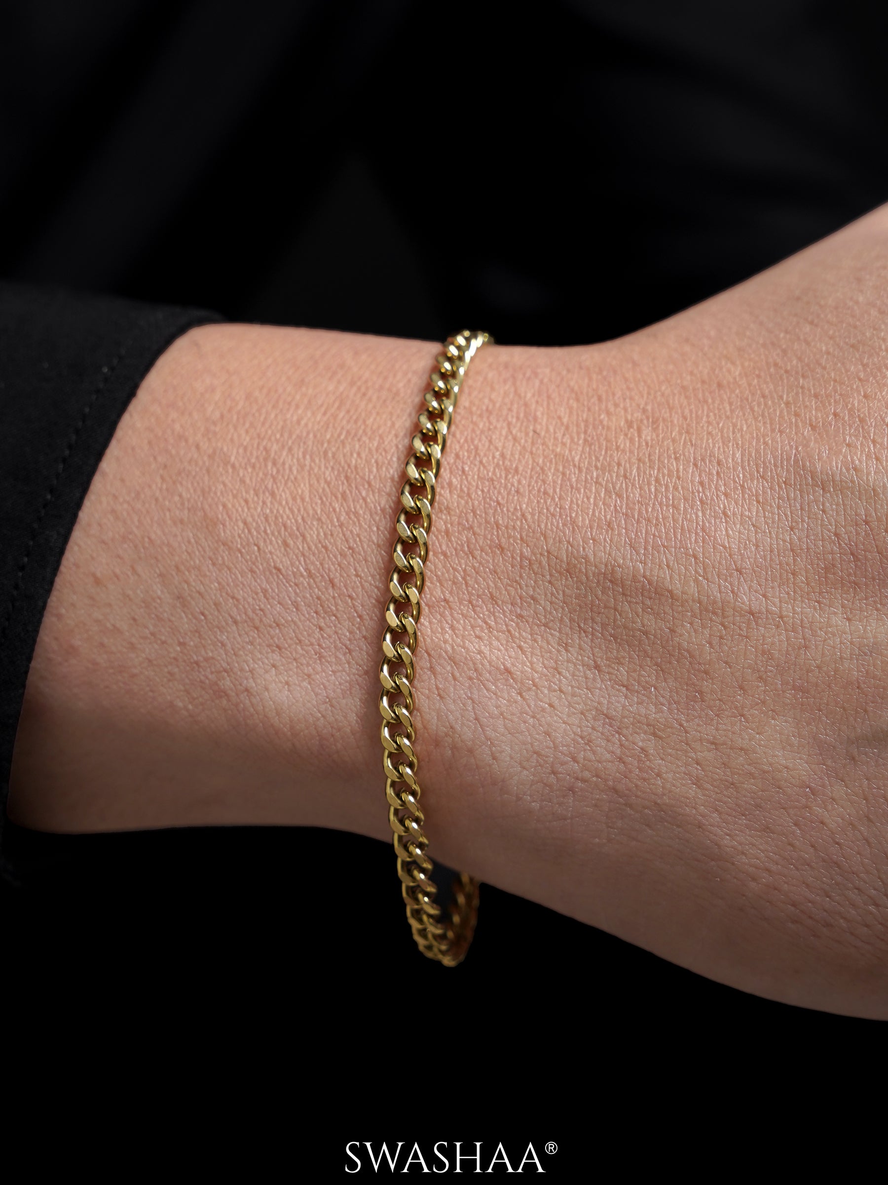 Cuban Link 18K Gold Plated 4 MM Men's Chain Bracelet